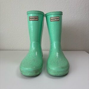 Hunter Glitter Teal Sparkle Boots